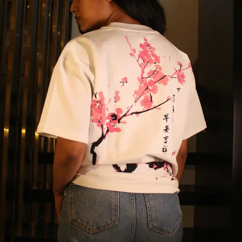 GirlinStreetwearStyle_Sakura_White260GSMFrenchTerryCottonOversizeGraphicTeeHGxNoctura-Back