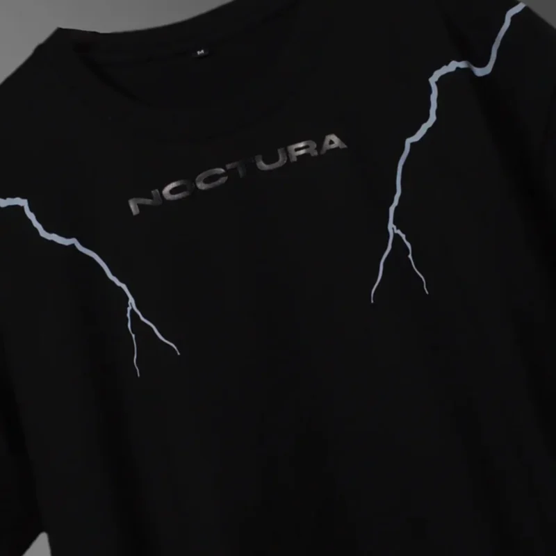 StreetwearStyle_Thunderstruck_ReflectiveBlack260GSM100_FrenchTerryCottonT-ShirtHGxNoctura-Front